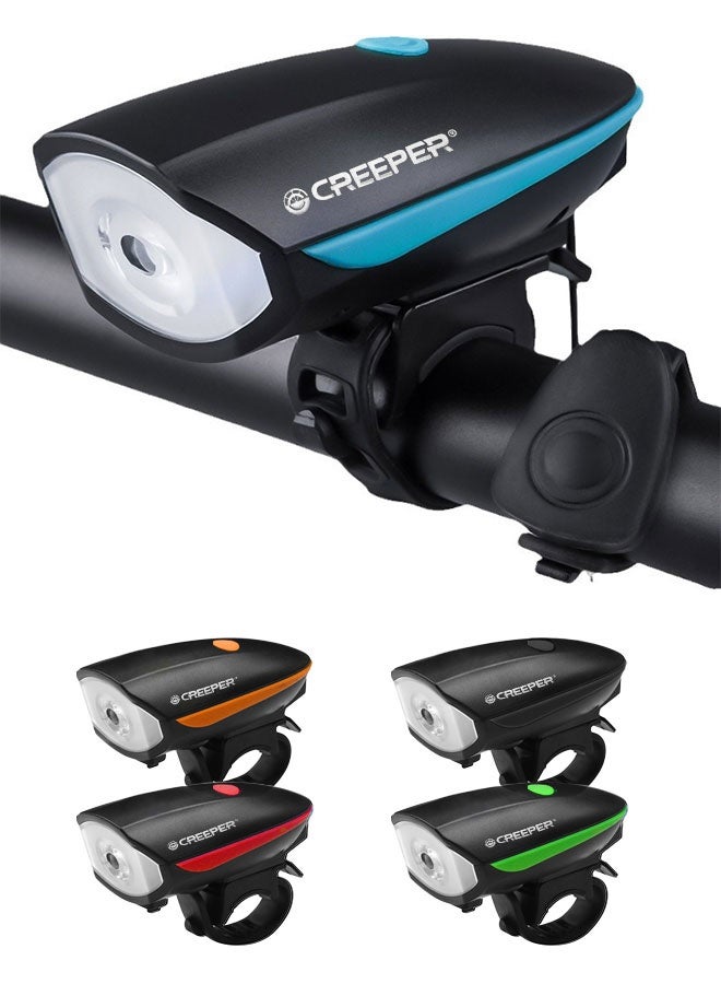 CREEPER مصباح أمامي للدراجة مزود بأوضاع وميض متعددة وبوق - Image 1